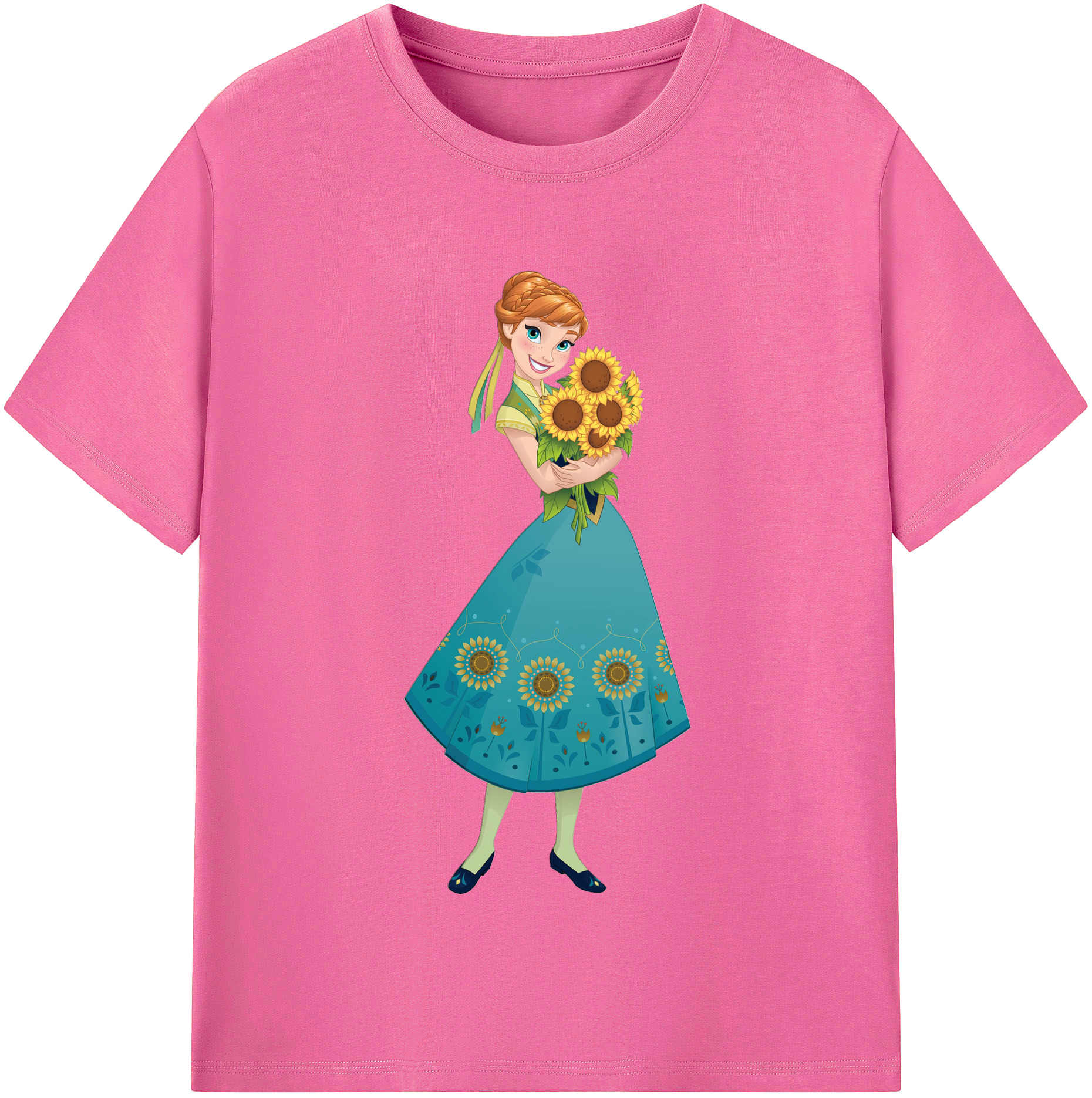 （画像用） アナと雪の女王 アンナ エルサ Frozen Anna Elsa レディースカジュアルプリントTシャツ（綿100％）